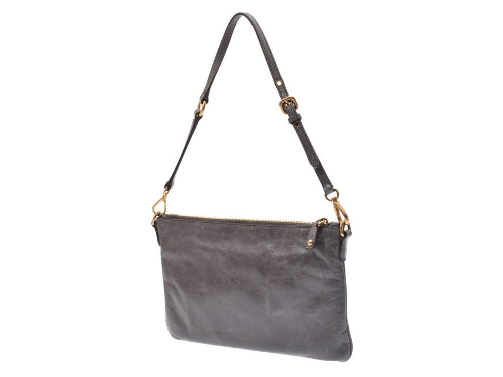 Miu Miu Gray Leather Bag Pochette Gray